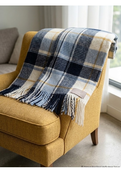 Livoras Home Dinarsu Cozy Life Pamuklu Tv Battaniyesi 130 X 170cm Inka Mavi Sarı İnka Sarı Mavi