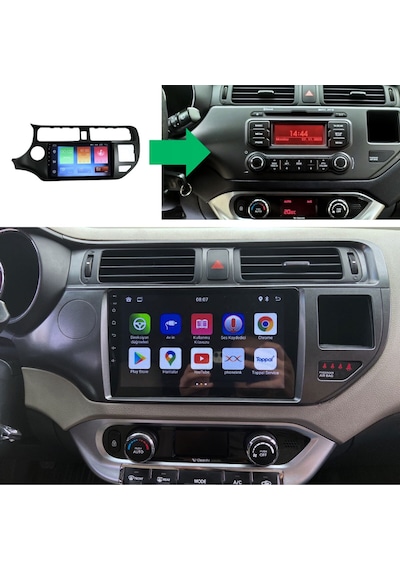 Kia Rio - Araç Multimedya Ekran - 4gb 64gb - S - Gri - 2012 - 2015 - 9 Inch - Myway - Red
