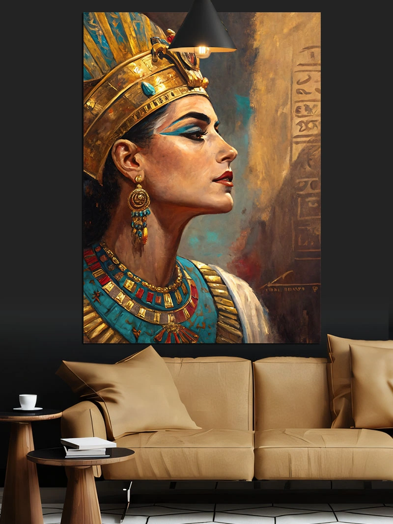 Mısır Kraliçesi Nefertiti Portresi Dekoratif Kanvas - Mdf Ahşap Tablo