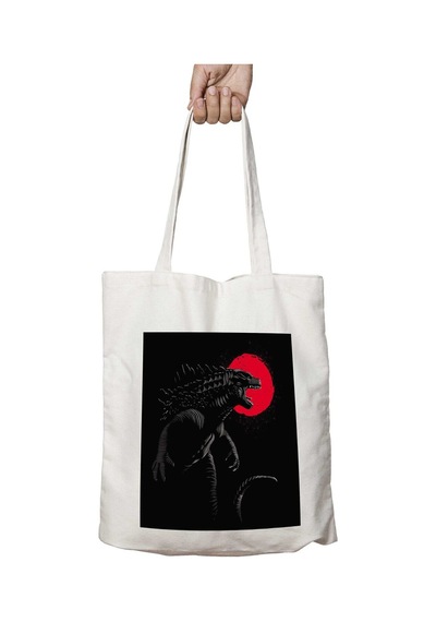 Art Hediye Godzilla Destroy İki Tarafı Kalıcı Baskılı Yıkanabilir Okul Plaj Omuz Bez Çantası Çok Renkli