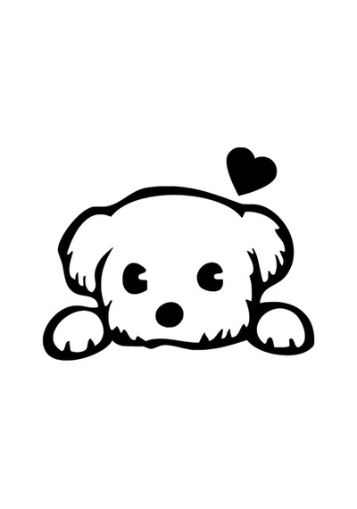 Kalpli Kopek Sticker Oto Motor Laptop Duvar Folyo Sticker 25x20 Cm