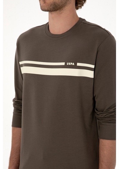 U.S. Polo Assn. Erkek Regular Fit Bisiklet Yaka Vizon İnce Sweatshirt 50313801-VR052