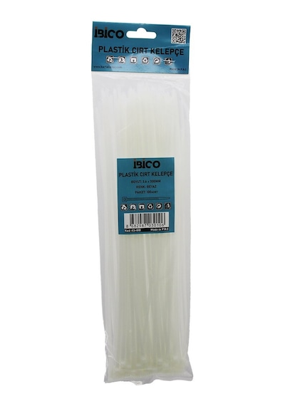 İbico İ13-010 Beyaz Plastik Cırt Kelepçe 3.6x300mm 100 Adet - 10'li Paket Diğer