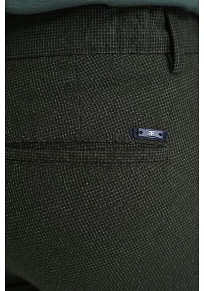 Efor Comfort Fit Beli Lastikli Tek Pileli Dokulu Yeşil Pantolon P 1193 Yeşil