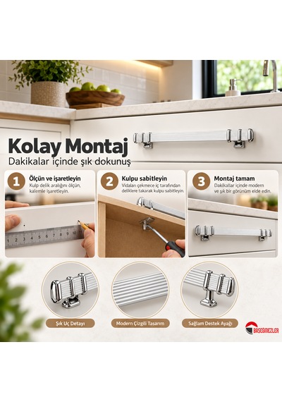 Haskan Kemer Kulp Krom/beyaz 160 Mm Krom - Beyaz