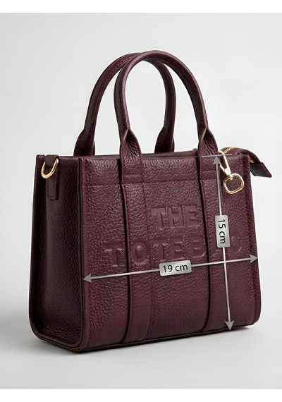Satuna Kadın Deri Görünümlü Mini Tote Çanta - The Tote Bag Stili Bordo