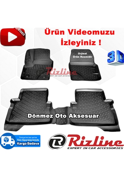 Ford Kuga 3D Paspas Havuzlu Siyah 2012-2019 Arası 4 Prç. Rizline N11.2327
