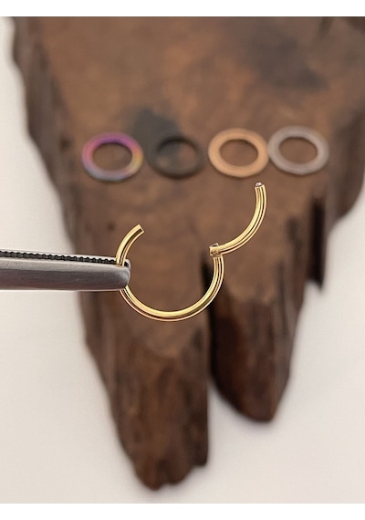 Paslanmaz Kararmaz Cerrahi Çelik Tam Halka Kıkırdak Tragus Helix Piercing Gümüş - Şeffaf