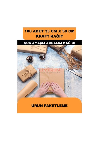 100 Adet 35cm X 50cm 100 Gr. Baskısız Kraft Kağıt, Hediye Ürün Paketleme, Oto Paspası, Çocuk Etkinlikleri