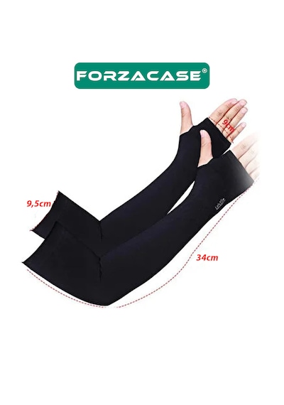 Forzacase Uv Güneş Koruyucu Sporcu Ve Kurye Kolluğu Esnek Likralı Kol Kılıfı Siyah - Fc1250