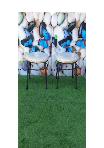 2'li Tabure Statık Ayaklı Krem