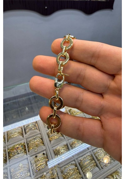 Kalın Ataç Bileklik Gold Renk Altın