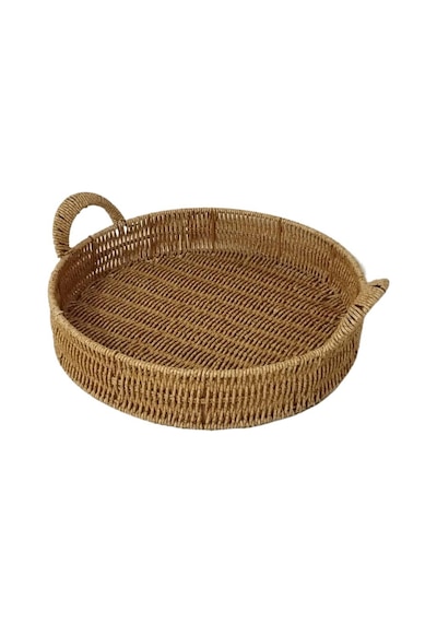 Mien Dekoratif Dayanıklı Çok Amaçlı Rattan Yuvarlak Tepsi Büyük Boy L Rattan
