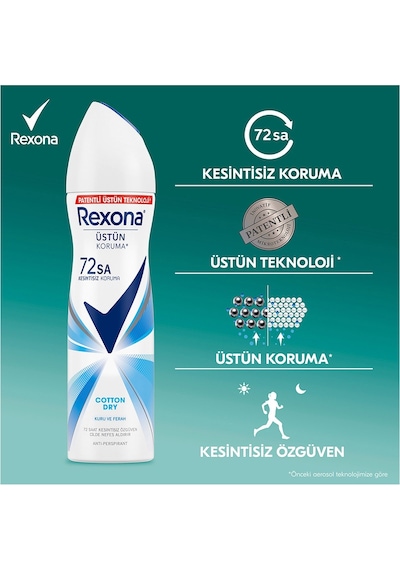 Rexona Cotton Dry 72 Saat Kadın Sprey Deodorant 3 x 150 ML