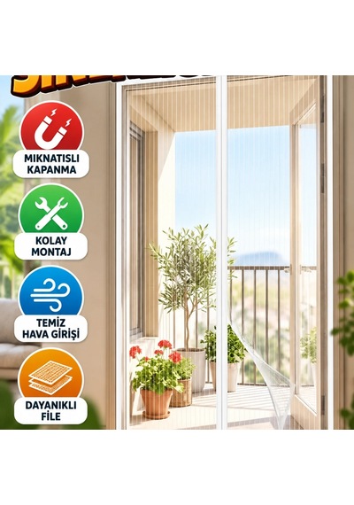 Mıknatıslı Kapı Sinekliği 105x210 Cm Kendiliğinden Kapanan Kolay Montajlı