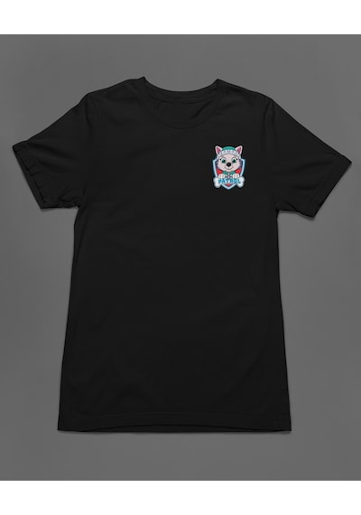 Bumeta Karlar Kraliçesi Everest Paw Patrol Unisex Tişört T-shirt Siyah