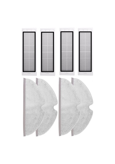 Roborock S5 Max Uyumlu 4 Adet Hepa Filtre 4 Adet Mop Fiber Paspas