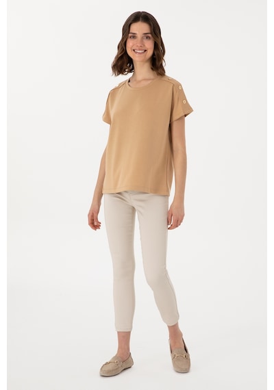 U.S. Polo Assn. Kadın Camel Bisiklet Yaka Tişört 50300737-VR015