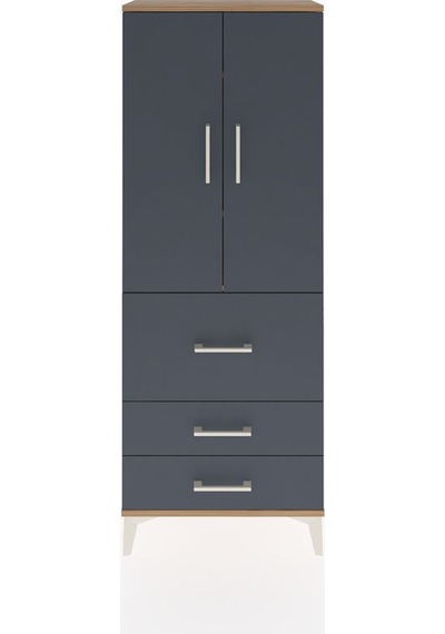 Arges Dolap 3 Raflı 3 Çekmeceli 2 Kapaklı 60x30x163 Çam-antrasit Çam