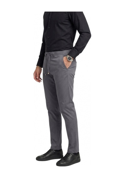 Deepsea Erkek Antrasit Esnek Kumaş Slim Fit Beli Lastikli Günlük Spor Pantolon 2601070