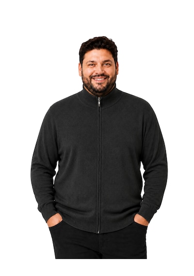 Battalmoda Erkek Büyük Beden Antrasit Fermuarlı Dik Yaka Pamuklu Hırka 3xl-4xl-5xl-6xl