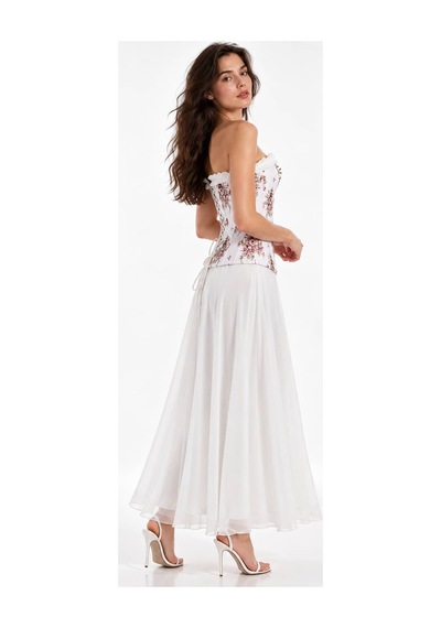 L'aura Corset Sandy Astarlı Multi Şifon Maxi Etek Çok Renkli