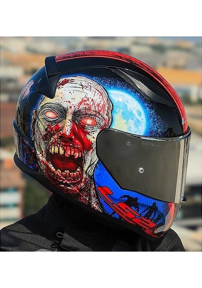 Ls2 Rapıd 2 Zombıe Fullface Motosiklet Kaskı Gri Camlı Kırmızı - Mavi