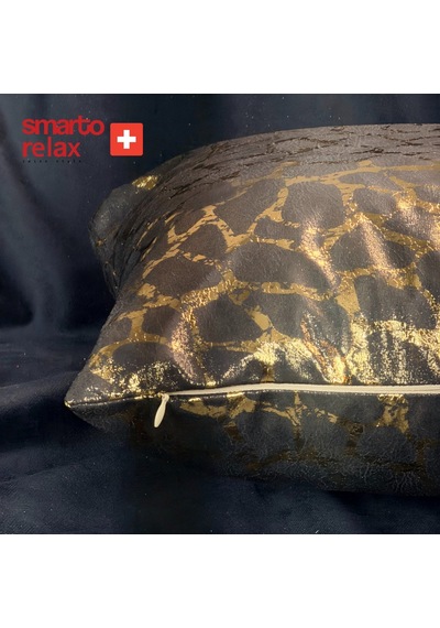 Smarto Relax Dolgulu Kırlenttekli Antibakteriyel Desenli Dekoratif 45x45 Cm Siyah - Altın