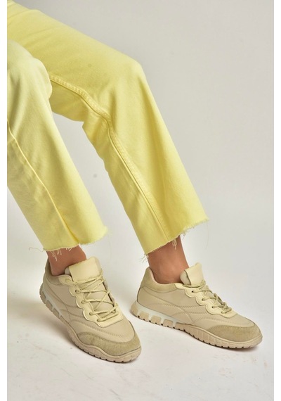 Fox Shoes Y312515704 Bej Kumaş Kadın Spor Ayakkabı Sneakers Bej