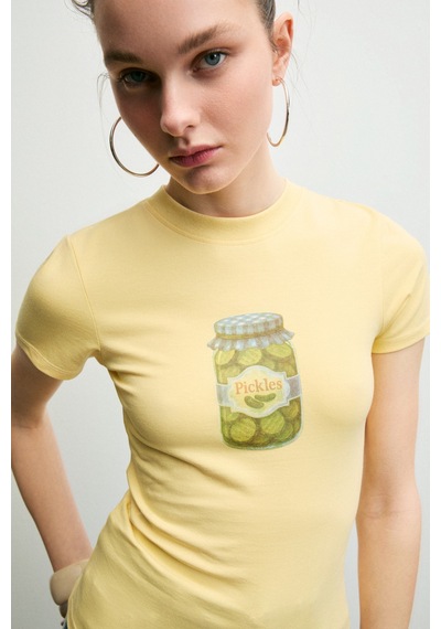 Grımelange Imperıa Kadın Yumuşak Kumaşlı Organik Pamuklu Baskı Detaylı Sarı T-shirt Sarı Grımelange Imperıa Kadın Yumuşak Kumaşlı Organik Pamuklu Baskı Detaylı Sarı T-shirt Sarı
