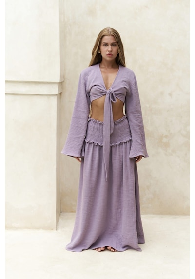 Mai Collection Mai Studios Co. Marshanda Lila Crop Etek Takım Lila