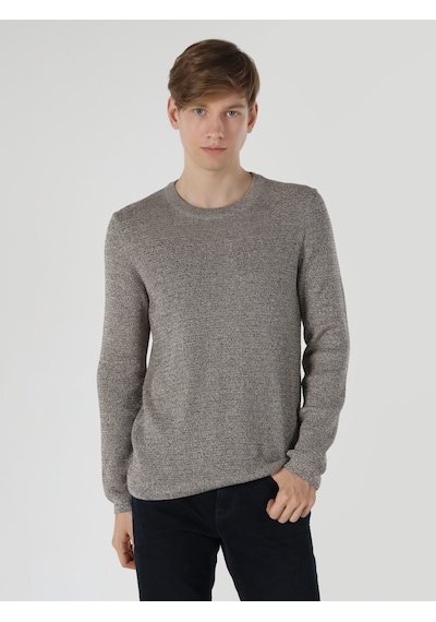 Colin's Slim Fit Kahverengi Erkek Triko Kazak CL1061674_Q1.V1_BRW