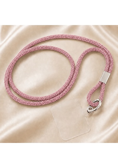 Pembe Taşlı Telefon Boyun Askısı Kristal Taşlı Şık Boyun Askısı