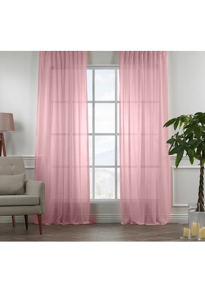 Evdepo Home Pembe Vual Tül Perde Tek Kanat