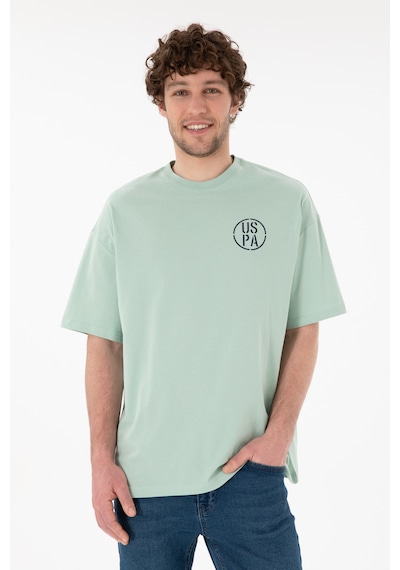 U.S. Polo Assn. Erkek Oversize Fit Bisiklet Yaka Su Yeşili Tişört 50305904-VR048