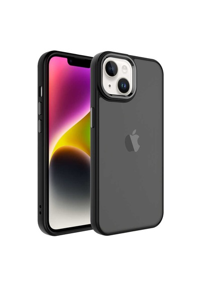 Apple Uyumlu iPhone Ekılıf 14 Plus Kılıf Buzlu Sert Pc May Kapak Siyah