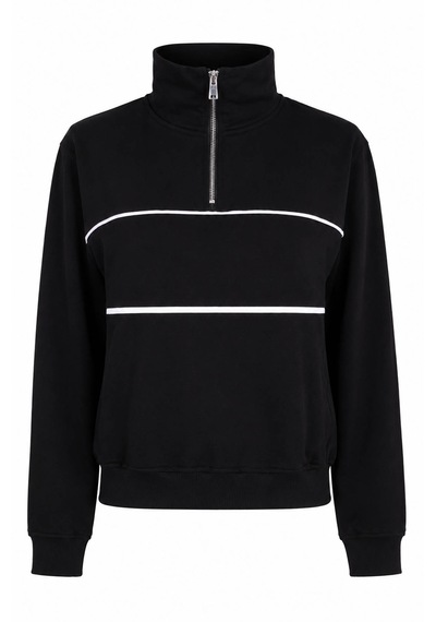 Trender Biye Yarım Fermuarlı Siyah Kadın Sweatshirt 27kdt1000022