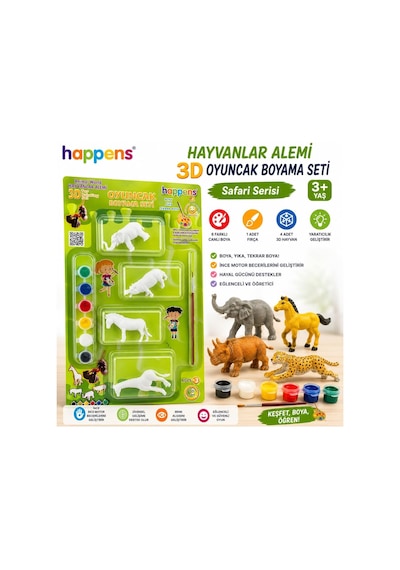 Orman Hayvanları 3d Hayvan Boyama Oyuncağı Yıka Tekrar Boya Eğitici Set