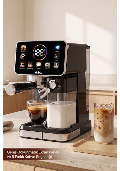 Scm-3030 Pro Kapsüllü & Toz Kahve Espresso Makinesi 20 Bar, Renkli Dokunmatik Ekran, Süt Hazneli