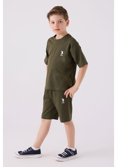 U.S. Polo Assn. Erkek Çocuk Koyu Haki Bermuda Takımı 5274-43684 Koyu Haki
