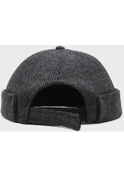 Külah Koyu Gri Yünlü Hipster Bere Kışlık Docker Cap - Kadın Füme