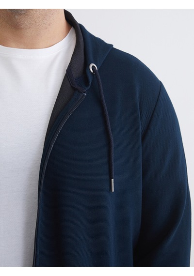 Lcwaıkıkı Classic Lacivert Standart Kalıp Kapüşonlu Erkek Fermuarlı Sweatshirt