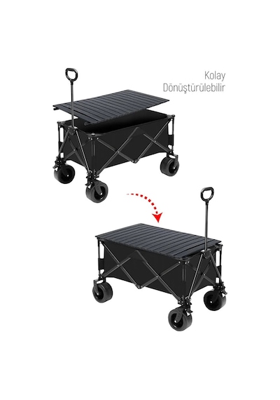 Yek Outdoor Katlanabilir Kamp Masalı Taşıma Arabası & Vagon Araba Siyah