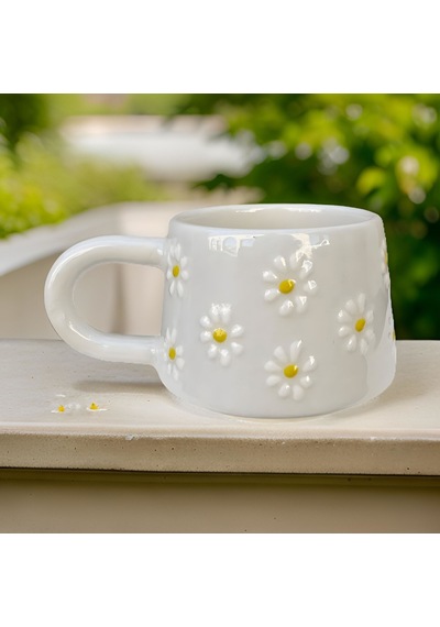 Klasik Çayır Papatya Seramik Kupa Bardak Mug