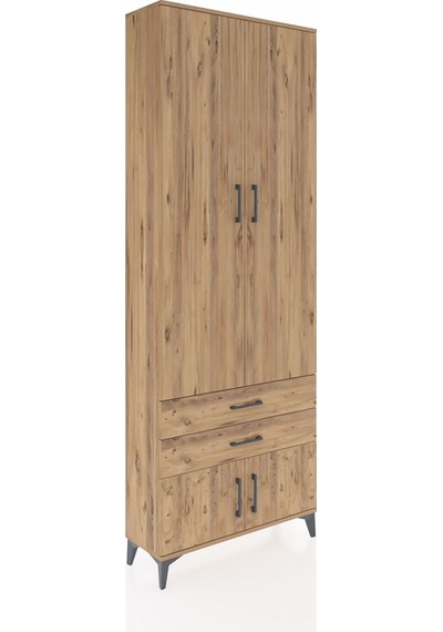Arges Dolap 4 Raflı 2 Çekmeceli 4 Kapaklı 88x30x243 Çam-çam Çam