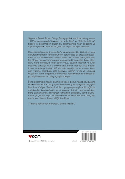 Savaş ve Ölüm Üzerine Çağdaş Düşünceler - Sigmund Freud - Can Yayınları