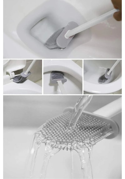 Beyaz Renk Silikon Tuvalet Fırçası / Bükülebilir Pratik Silikon Wc Klozet Fırçası