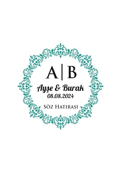 Zincir Dokulu Kare Mühür Kına Nişan Düğün 3x3 Cm Özel Etiket / 50 Adet Sticker Beyaz