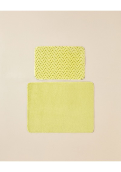 Zigzag Line Kaydırmaz Taban Banyo Paspası Seti 60x80 Cm + 40x60 Cm Limon Yeşili