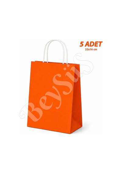 22x16 Cm Hediyelik Kağıt Çanta Turuncu 5 Adet Tüm Yaşlar